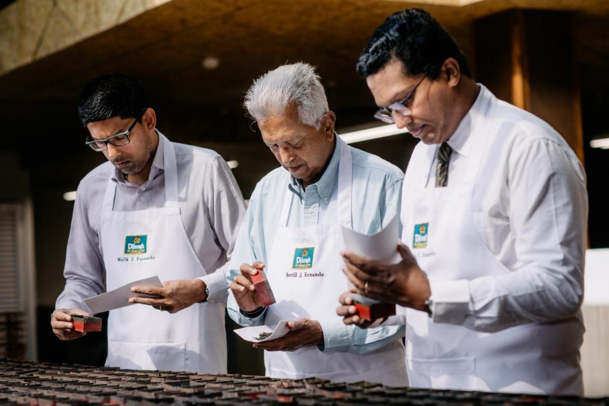Dilmah founder Merrill J Fernando with his sons Dilhan C Fernando and Malik J Fernando.